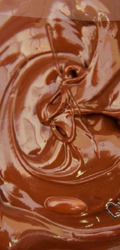 Rich chocolate swirl wallpaper with playful emoji.