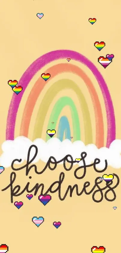 Colorful rainbow with 'Choose Kindness' text on beige background.