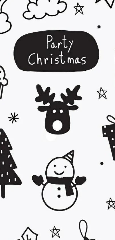 Black and white Christmas icons wallpaper.