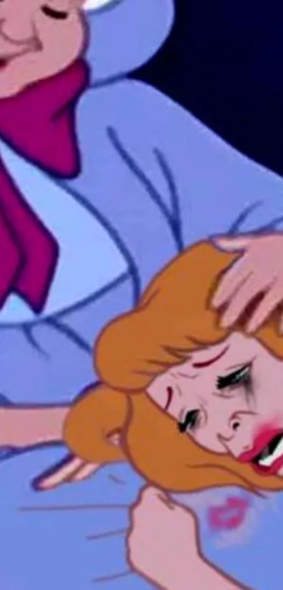 Cinderella artwork depicting emotional scene with blue and orange tones.