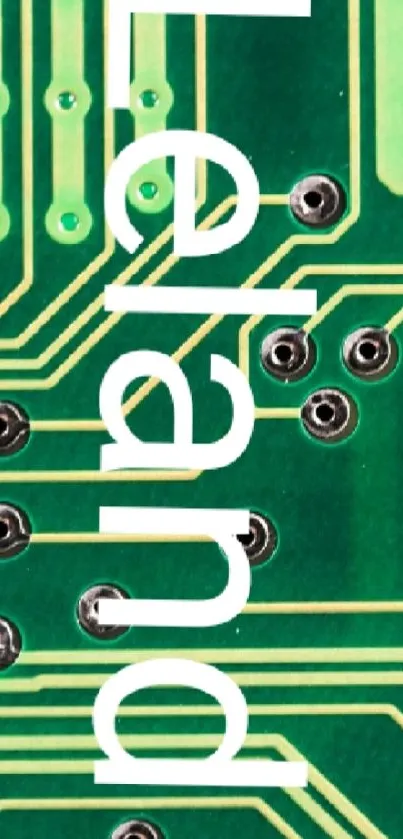 Futuristic green circuit board mobile wallpaper in high resolution.