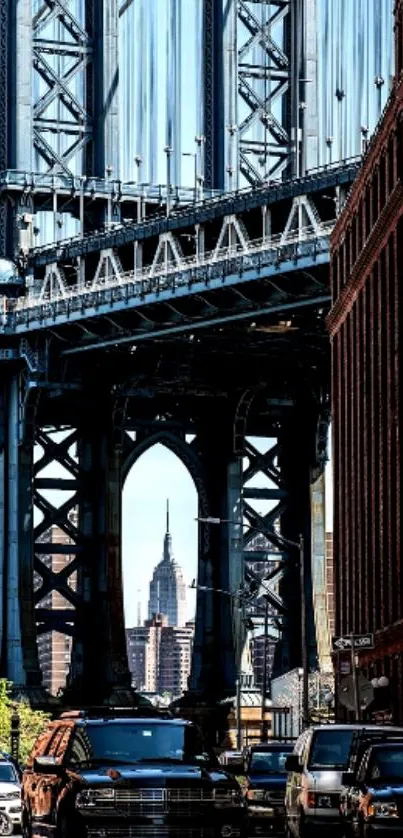 Urban city bridge view with skyline in background, perfect for mobile wallpaper.