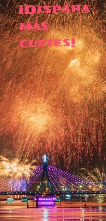 Colorful fireworks light up city skyline at night.