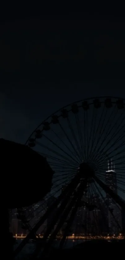 Night city skyline with a ferris wheel silhouette wallpaper.