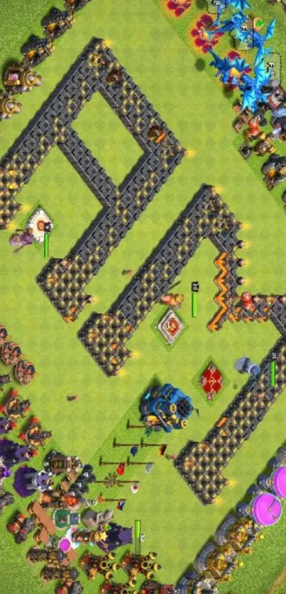 Epic battle strategy game layout for mobile wallpaper.