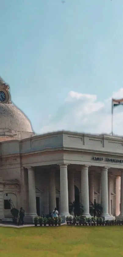 Classic architecture against a blue sky.