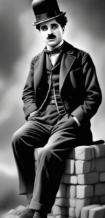 A vintage black and white portrait of a person in classic attire.