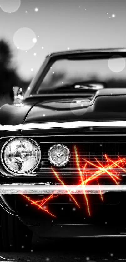 Classic black and white car in timeless design.