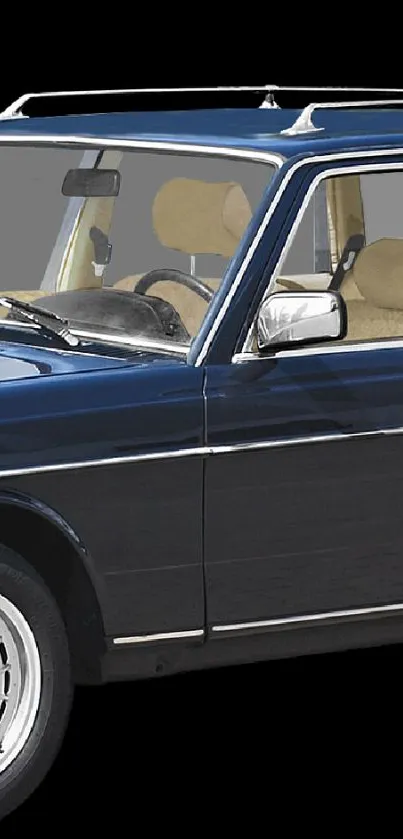 Classic blue car in high resolution mobile wallpaper.