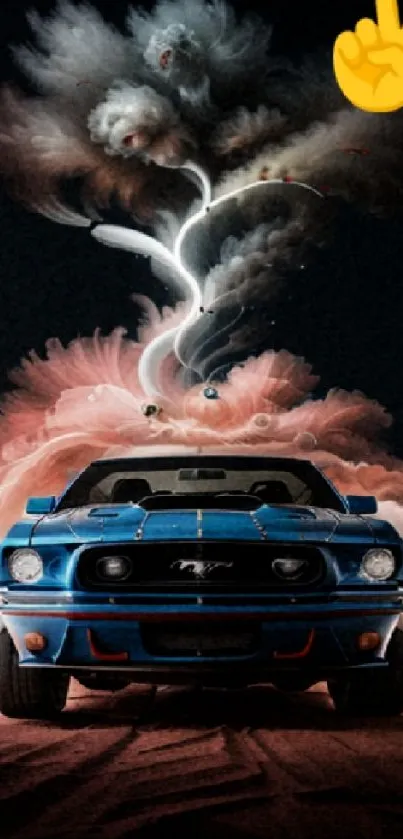 Artistic classic car with smoke effect wallpaper.