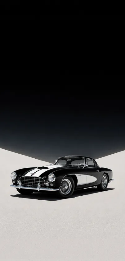Vintage car on minimalist black background wallpaper.