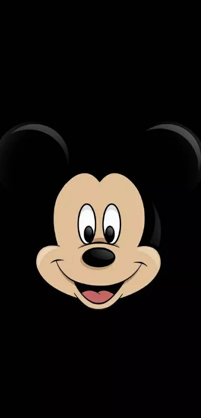 Classic cartoon character's face on a black background wallpaper.