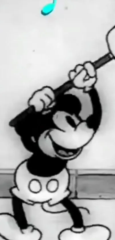 Black and white cartoon character with vintage appeal.