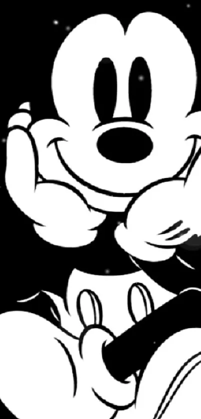 Black and white cartoon character wallpaper with classic style.