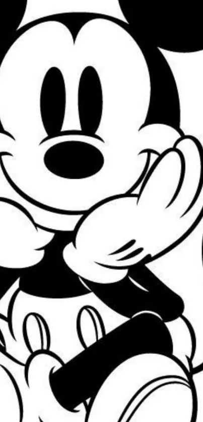 Black and white cartoon character outline for mobile wallpaper.