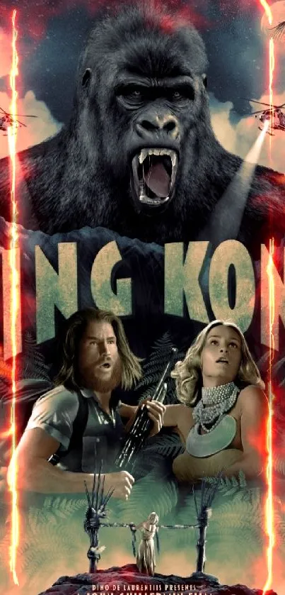 Iconic King Kong movie poster with vintage design elements.