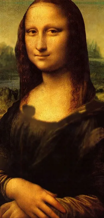 Mona Lisa mobile wallpaper featuring Da Vinci's iconic painting.