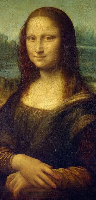 Mona Lisa painting mobile wallpaper by Leonardo Da Vinci.