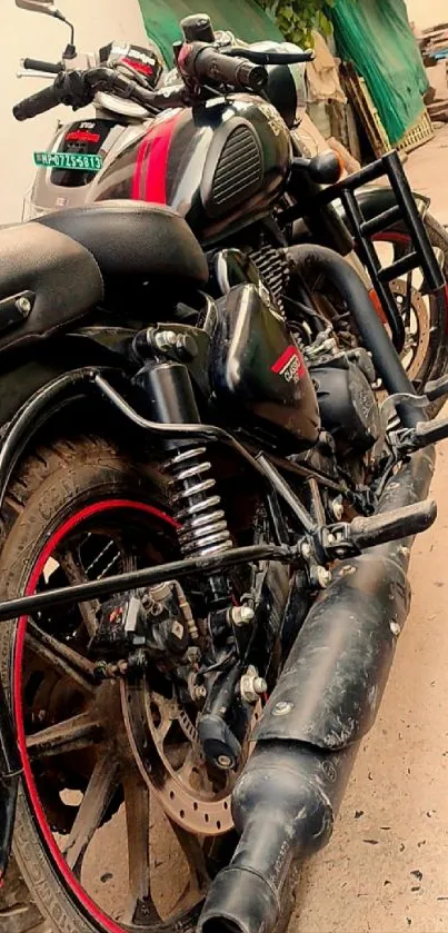 Close-up of a vintage motorcycle parked outdoors.