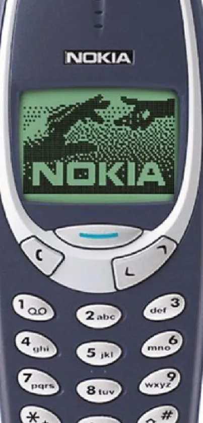 Nostalgic Nokia phone with retro screen display.