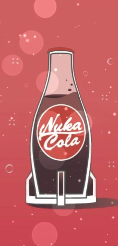 Nuka Cola retro bottle on rose background wallpaper.