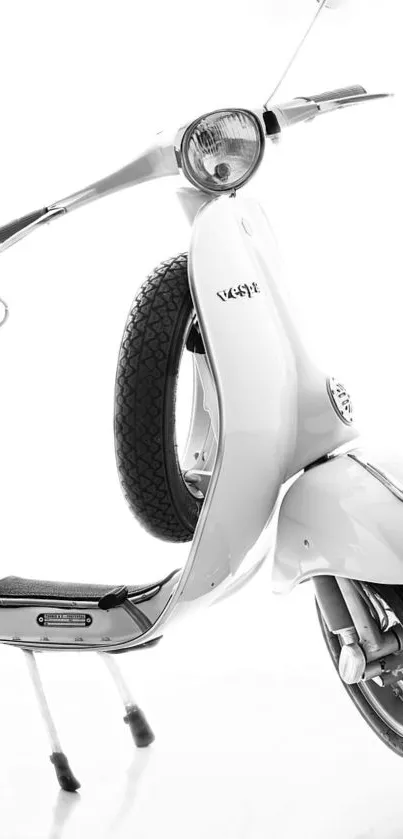 Minimalist black and white scooter wallpaper for mobile with vintage appeal.