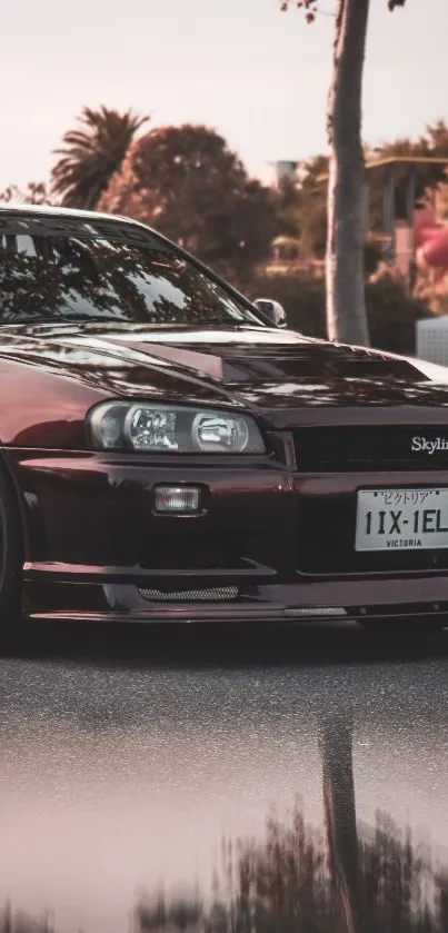 Nissan Skyline car in sunset light.