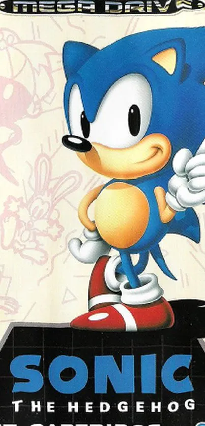 Classic Sonic the Hedgehog artwork from SEGA 16-bit era, perfect for mobile wallpaper.