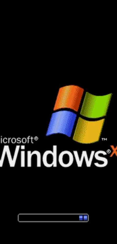 Windows XP logo on black background.