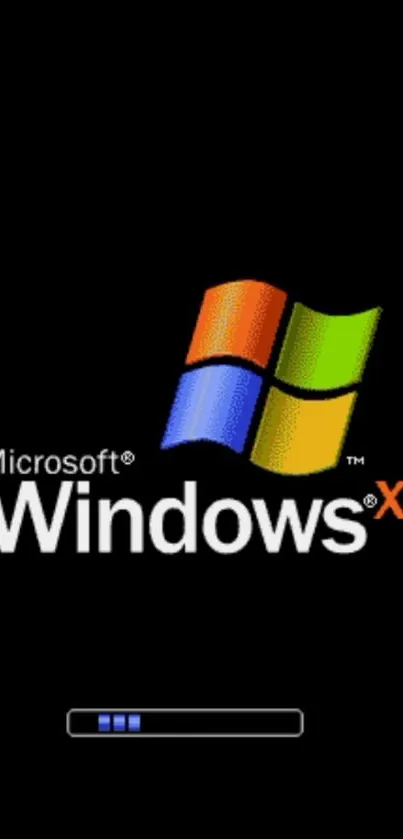 Classic Windows XP logo mobile wallpaper on black background.