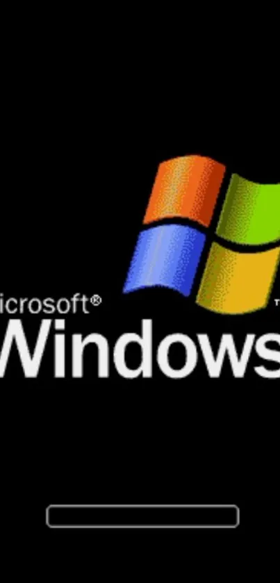 Iconic Windows XP logo on black background.