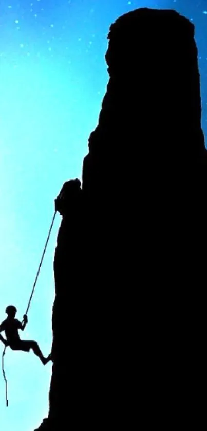 Silhouette of climber against starry sky, perfect for adventure lovers.