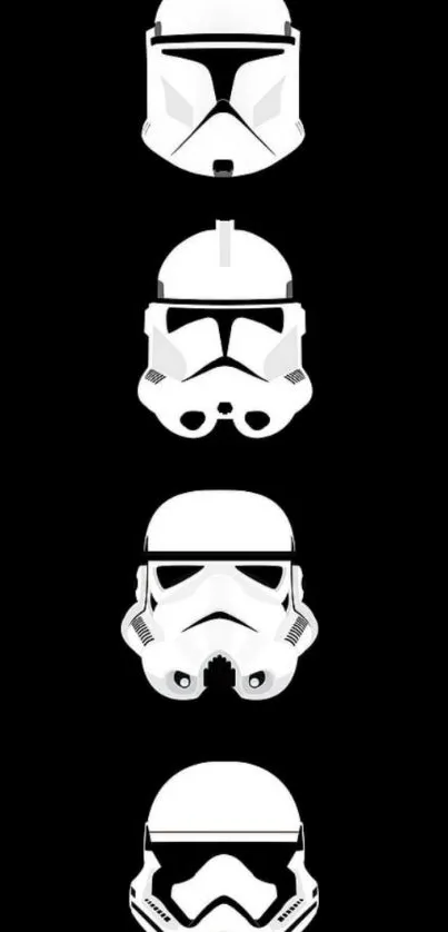 Minimalist Star Wars clone trooper helmet wallpaper with a black background.