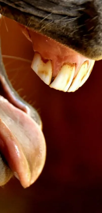 Close-up of an animal's mouth showing teeth and tongue details.