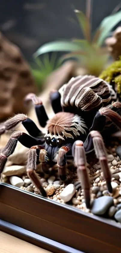Close-up photo of a tarantula in a natural setting.