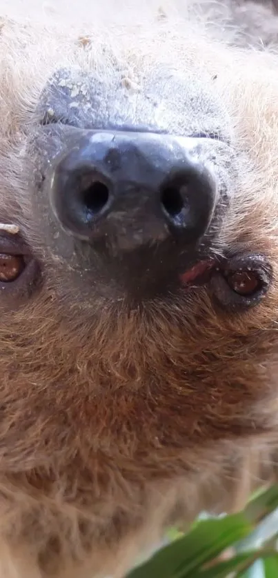 Close-up of a sloth's face showing its gentle features.