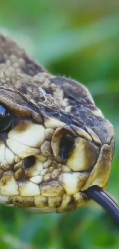 Close-up of a snake showing intricate scales and vibrant colors.