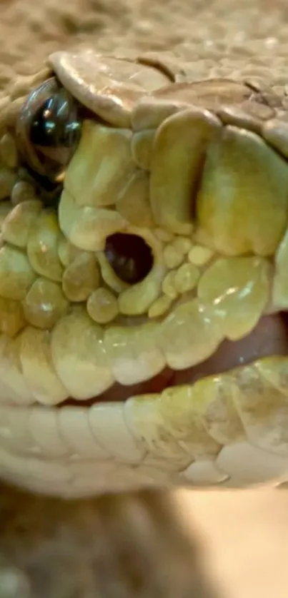 Close-up snake showing intricate scales and tongue.