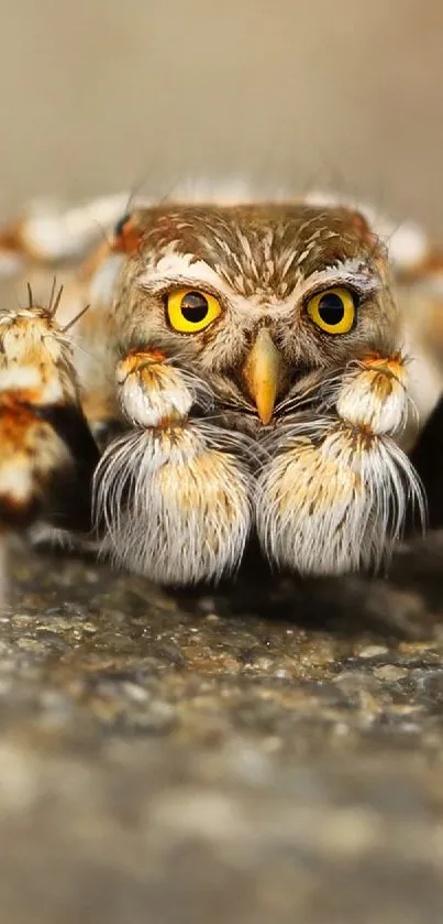 Close-up of a detailed spider on a textured surface.