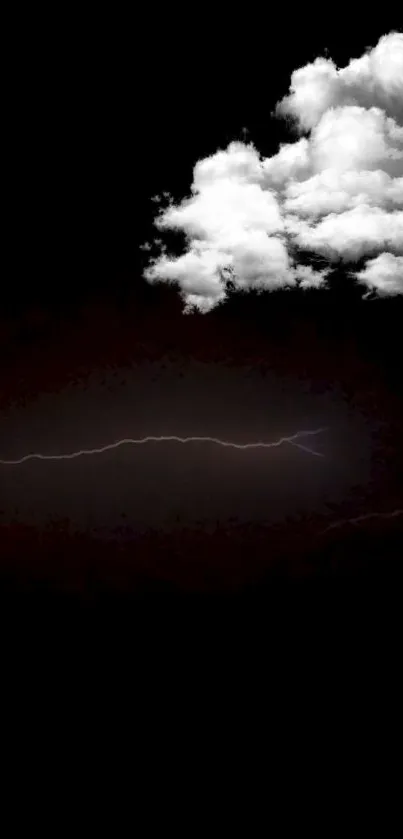 Dark sky with clouds and subtle lightning strike.