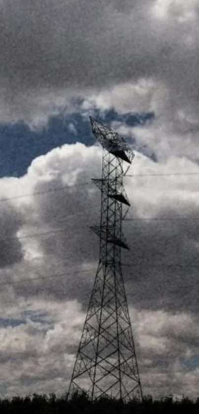 Dramatic tower under a cloudy sky.