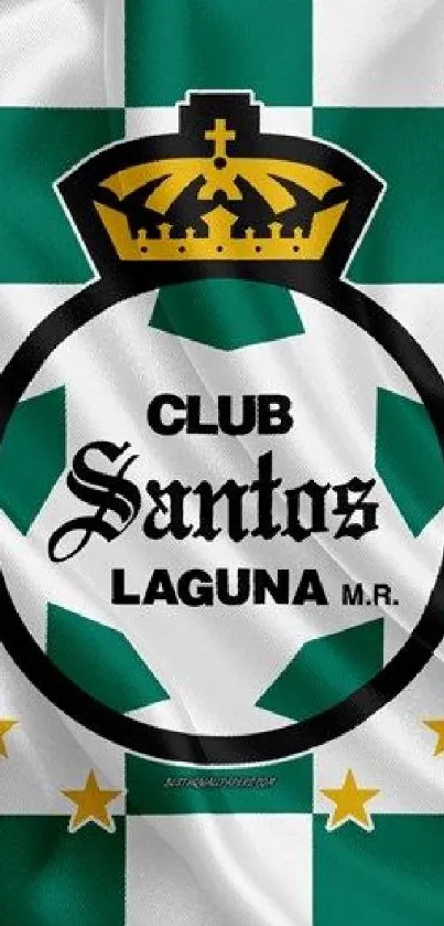 Club Santos Laguna wallpaper with logo on green checkered background.