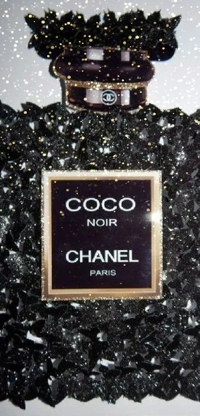 Coco Noir Chanel perfume bottle with black crystals design.