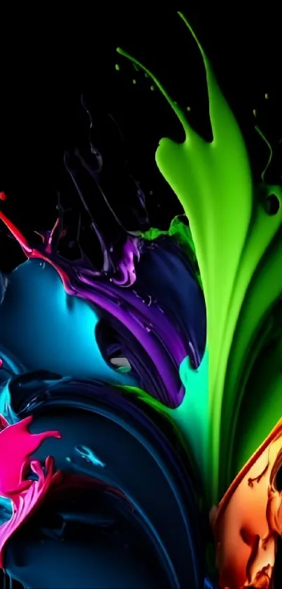 Vibrant abstract color splash on black background.