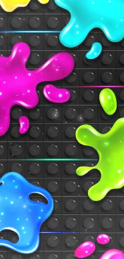 Vibrant paint splashes on black background wallpaper.