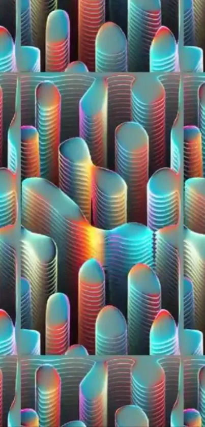 Colorful 3D abstract art wallpaper with rainbow hues.