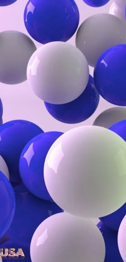 Colorful 3D spheres wallpaper in blue and white tones.