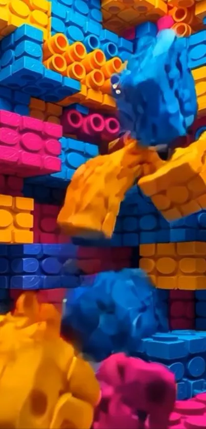 Colorful 3D block wallpaper with vibrant hues.