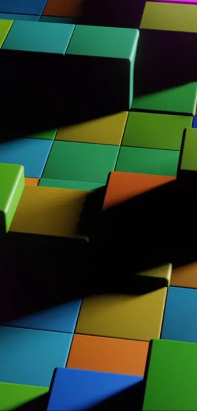 Colorful 3D blocks with dynamic shadows.