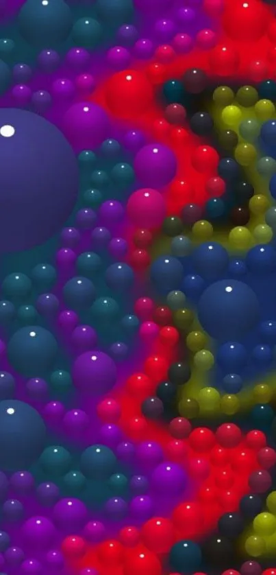 Vibrant 3D wallpaper with colorful bubbles.